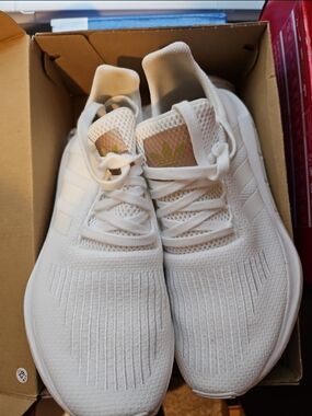 Adidas White Lightweight Knit Running Sneakers for Women